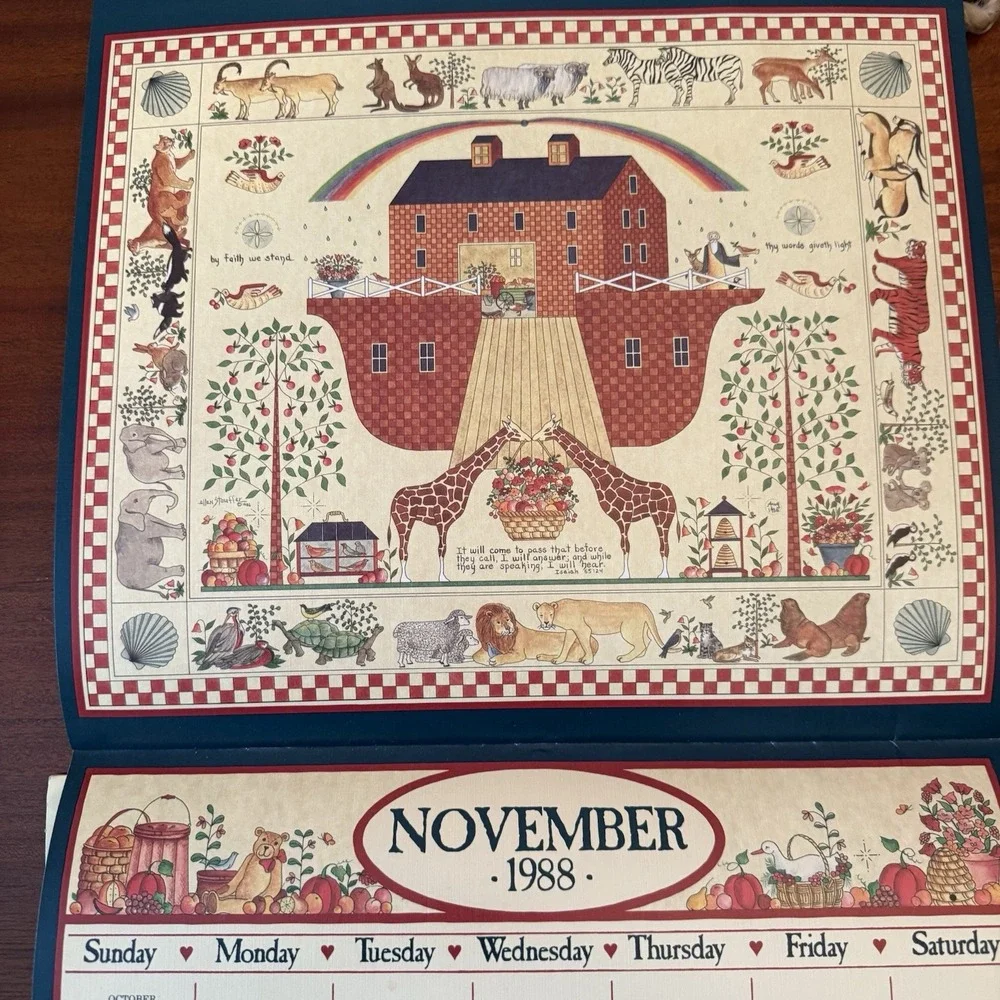 1988 Country Sampler Calendar ‎ – 12x12 – Folk Art Cottagecore Grannycore